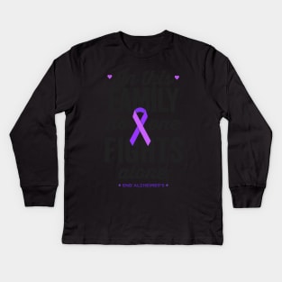 In This Family No One Fights Alone Alzheimers Awareness Kids Long Sleeve T-Shirt